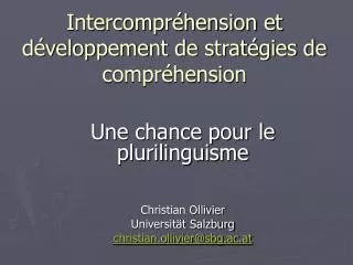 intercompr hension et d veloppement de strat gies de compr hension