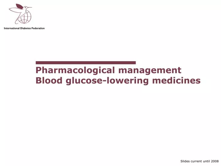 pharmacological management blood glucose lowering medicines