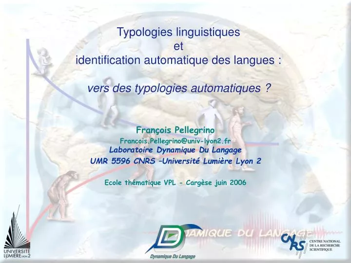 typologies linguistiques et identification automatique des langues vers des typologies automatiques