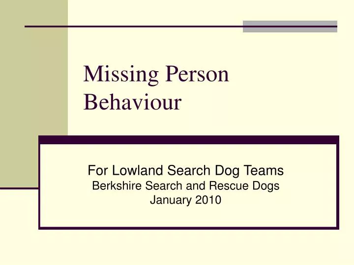 missing person behaviour