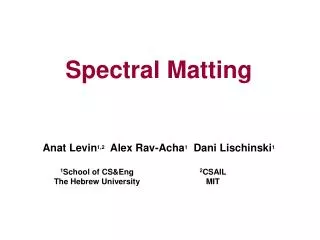 Spectral Matting Anat Levin 1,2 Alex Rav-Acha 1 Dani Lischinski 1