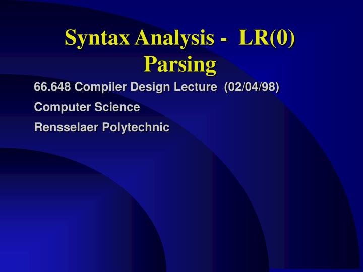 syntax analysis lr 0 parsing