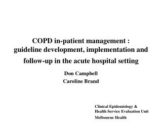 COPD in-patient management : guideline development, implementation and follow-up in the acute hospital setting