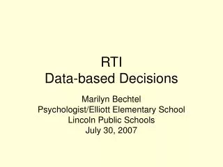 RTI Data-based Decisions