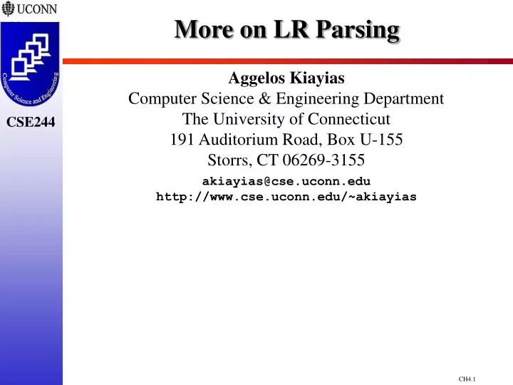 more on lr parsing