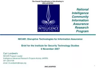 National Intelligence Community Information Assurance Research Program