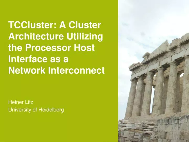tccluster a cluster architecture utilizing the processor host interface as a network interconnect