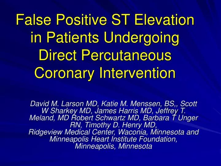 false positive st elevation in patients undergoing direct percutaneous coronary intervention