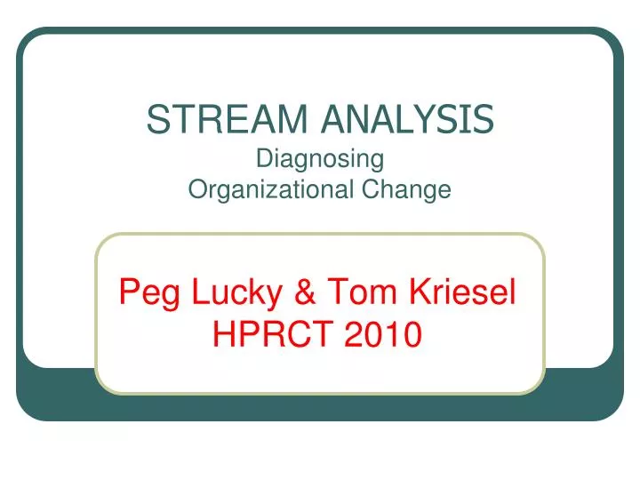 stream analysis diagnosing organizational change