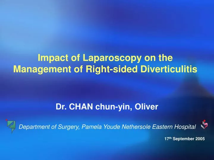 impact of laparoscopy on the management of right sided diverticulitis
