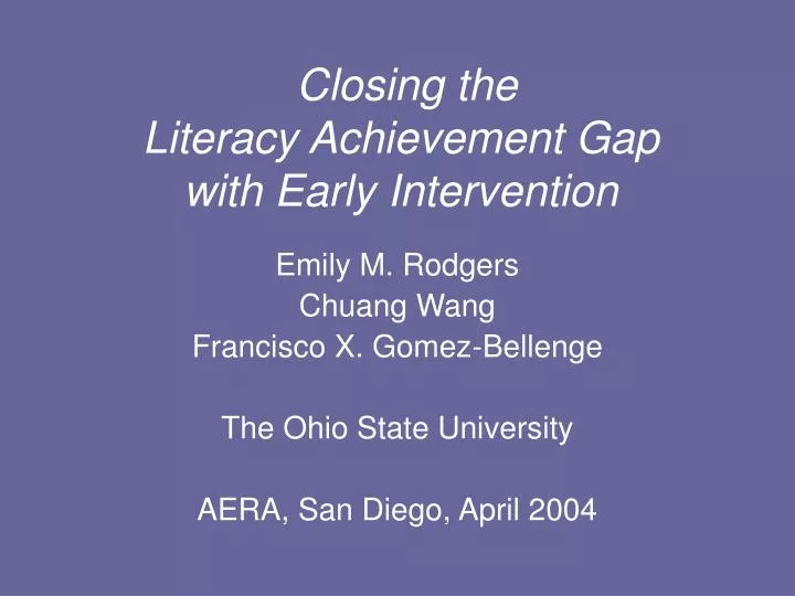 closing the literacy achievement gap with early intervention