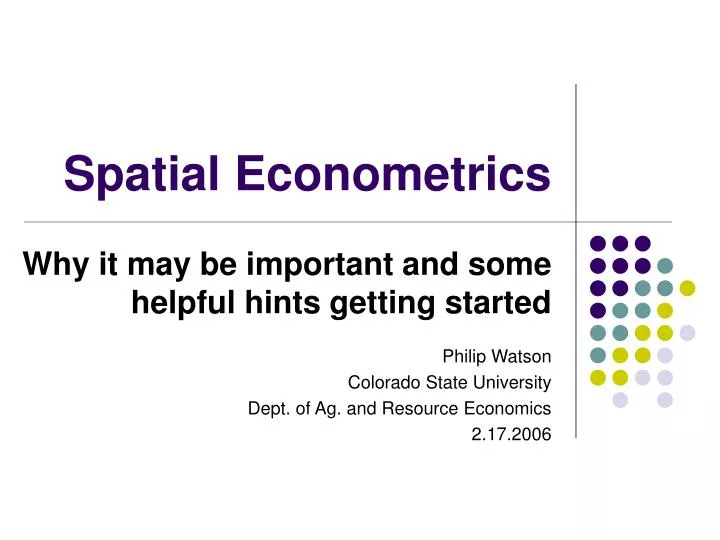 spatial econometrics