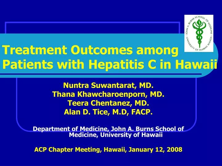 treatment outcomes among patients with hepatitis c in hawaii
