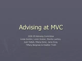 Advising at MVC