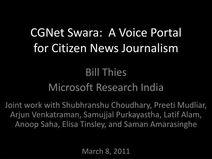 cgnet swara a voice portal for citizen news journalism