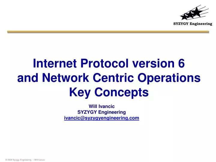 internet protocol version 6 and network centric operations key concepts