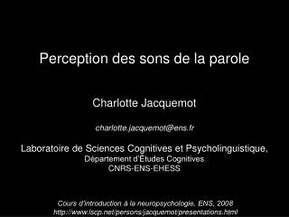 perception des sons de la parole