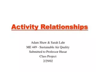 Activity Relationships