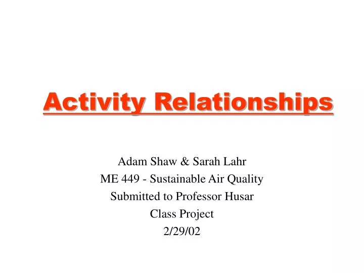 activity relationships