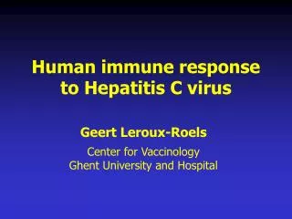 Human immune response to Hepatitis C virus