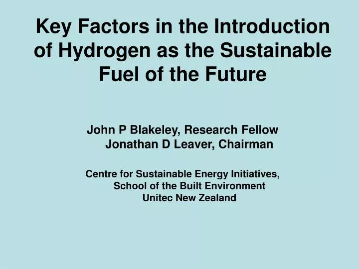 key factors in the introduction of hydrogen as the sustainable fuel of the future