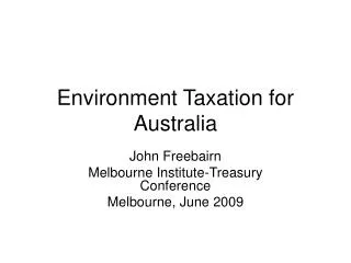 Environment Taxation for Australia
