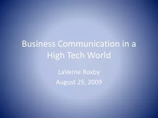 Business Communication in a High Tech World