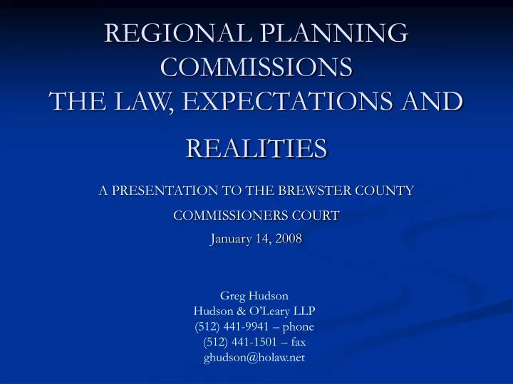 regional planning commissions the law expectations and realities
