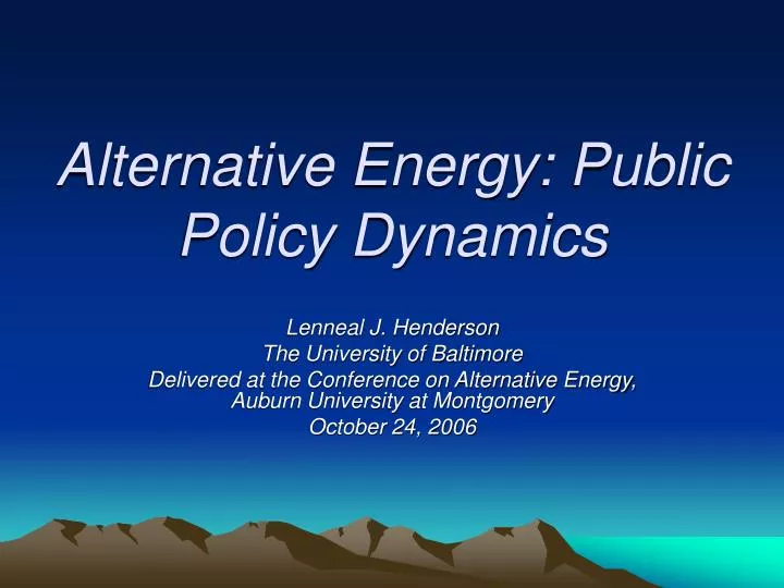 alternative energy public policy dynamics