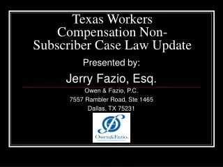 Texas Workers Compensation Non-Subscriber Case Law Update