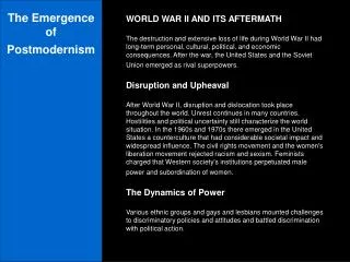The Emergence of Postmodernism