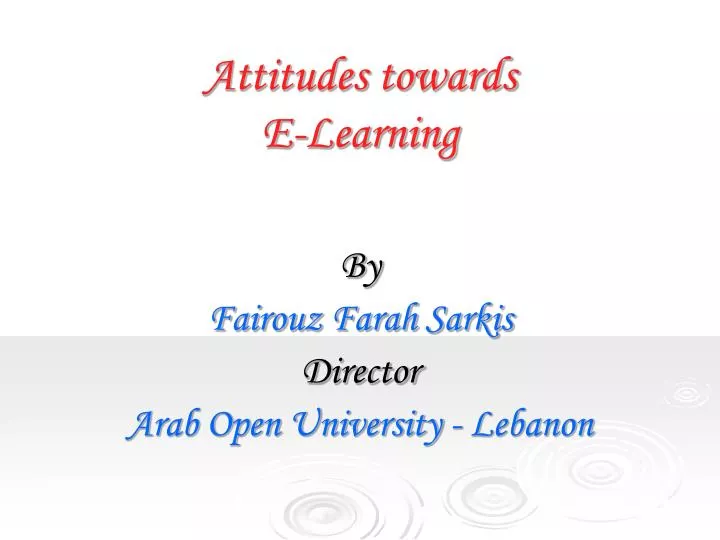 attitudes towards e learning