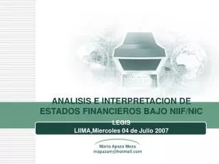 ANALISIS E INTERPRETACION DE ESTADOS FINANCIEROS BAJO NIIF/NIC