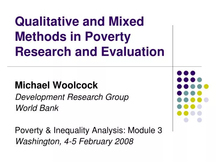 qualitative and mixed methods in poverty research and evaluation