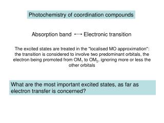 Photochemistry of coordination compounds