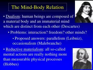 The Mind-Body Relation