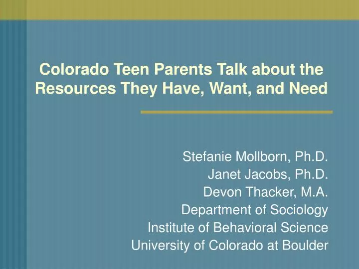 colorado teen parents talk about the resources they have want and need
