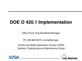 DOE O 420.1 Implementation