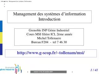 Management des systèmes d’information Introduction