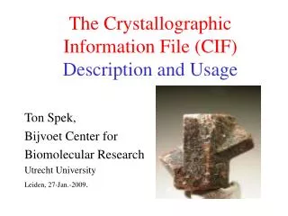 The Crystallographic Information File (CIF) Description and Usage