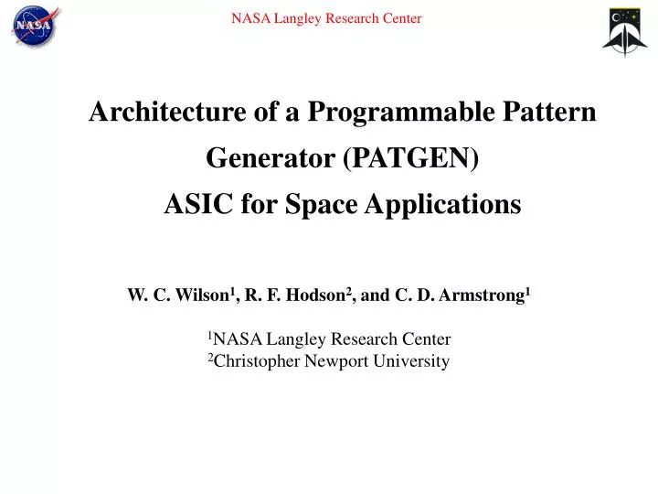 architecture of a programmable pattern generator patgen asic for space applications