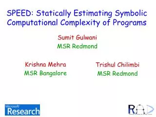 SPEED: Statically Estimating Symbolic Computational Complexity of Programs