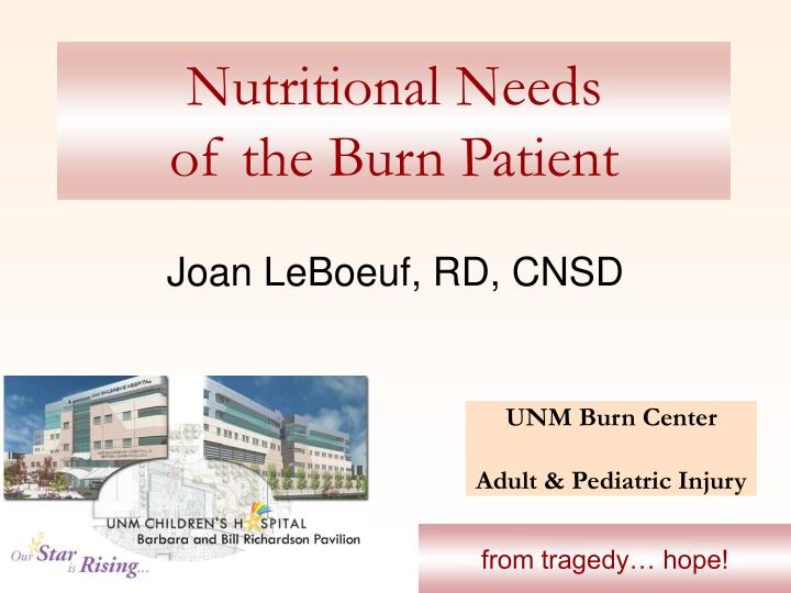 nutritional needs of the burn patient