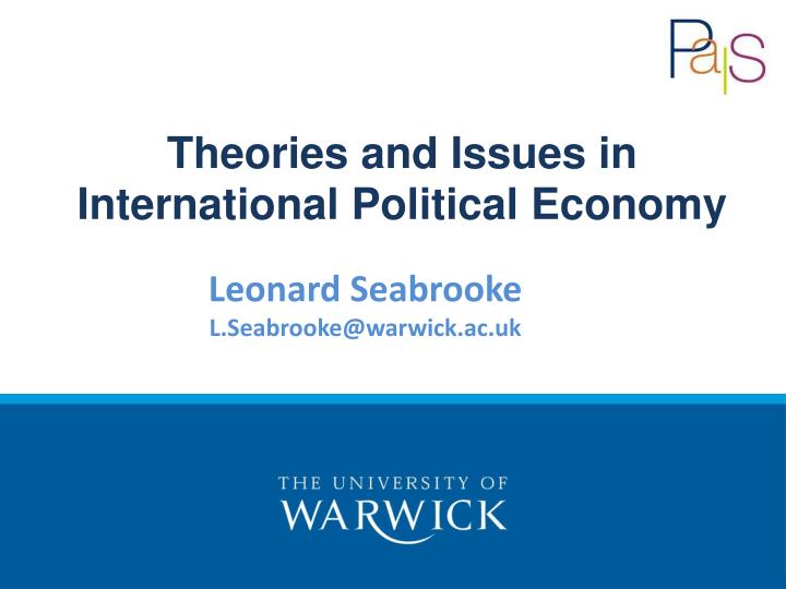 leonard seabrooke l seabrooke@warwick ac uk