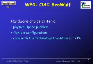 WP4: OAC BeoWulf
