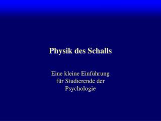physik des schalls