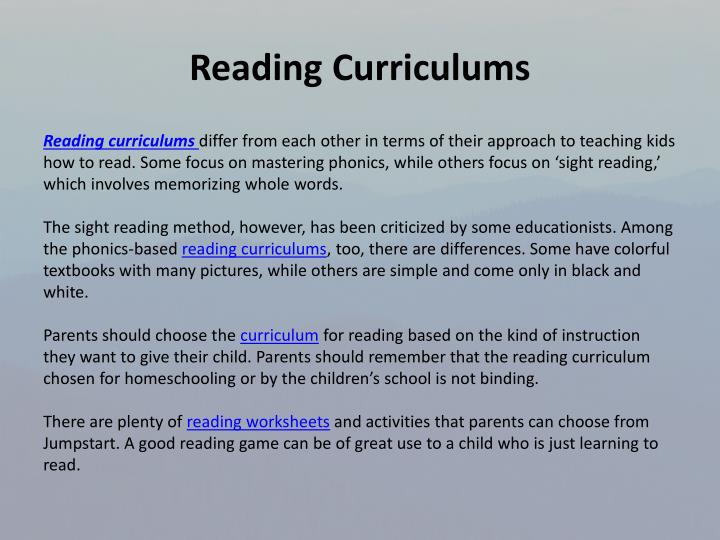 reading curriculums