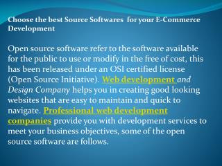 Open Source Softwares for your E-Commerce Development