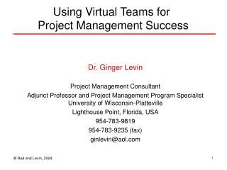 Using Virtual Teams for Project Management Success
