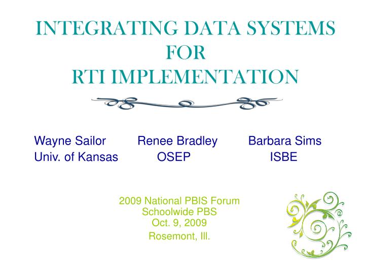 integrating data systems for rti implementation